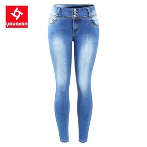 2221 Youaxon est arrivé EU taille 5 poches Skinny Jeans femme Plus extensible Denim pantalon pantalon pour femmes Jean 210809