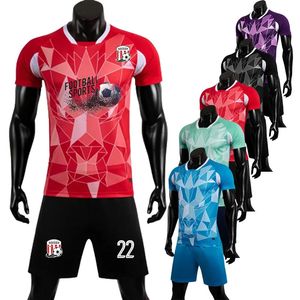 2223 Kids Heren Voetbalshirt Set 2-delig Sneldrogend Kinderen Mannelijke Grote maten Sportkleding Aangepaste training Voetbaluniformpak 240312