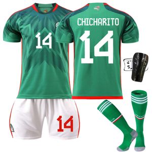 2223 Mexico voetbal nr. 14 Home 16 Soccer Jersey Green 9 Raul 22 Lozeno Suit originele sokken