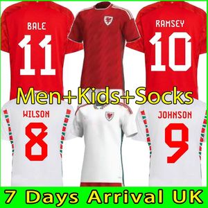 2223 Wales voetbaltruien Cymru Bale Wilson James Johnson Allen Giggs Brooks Ramsey Moore Smith Davies Ampadu Rodon Vokes Kids Maillot de Football Shirts