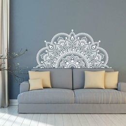 223 * 110 cm Lage Tamaño Oro Plata Tatuajes de pared Mandala, Half Mandala Vinilo Pegatinas de pared, Ideas de yoga Murales temáticos Decoración para el hogar LC1475 201201