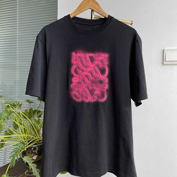 2241508 Bordado de algodón de polvo fluorescente Camiseta Camiseta Redonda Reduce Manga corta Primavera y verano Nuevo