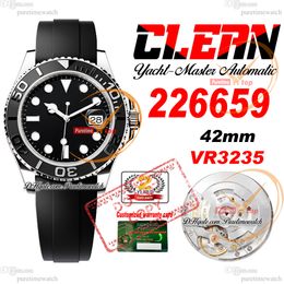 226659 VR3235 Reloj automático para hombre Clean CF Y-M 42 mm Bisel de cerámica 3D Esfera negra Caja de acero 904L Correa Oysterflex Goma Super Edition Tarjeta de la misma serie Puretime