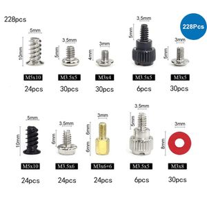 Kit de soporte de tornillo de computadora de 228 piezas, adecuado para chasis de computadora, placa base de disco duro, refrigerador, ventilador, tarjeta gráfica