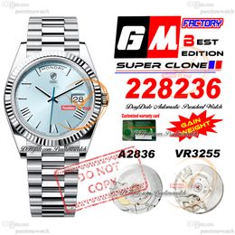 228236 Día A2836 VR3255 Reloj automático de hombres GMF V3 Ice Blue Diamond Dial 904L Presidente de acero Bracelet Super Edition Same Gane Puretime Ptr F2 Ptr F2