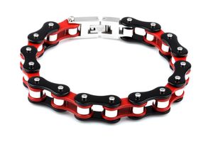 Pulsera de eslabones de motocicleta de motorista de 10mm de ancho, pulsera de cadena de Motor de bicicleta de acero inoxidable 316L para hombres y mujeres de Color rojo, negro y plateado, joyería