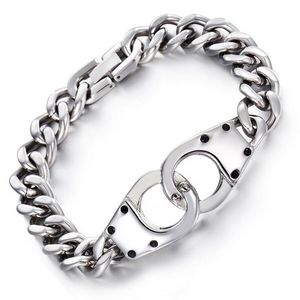 22CM * 19mm Bijoux De Mode Pour Hommes À La Mode Unique Double Cercle Conception Or Argent Bracelets En Acier Inoxydable Mâle Lien Chaîne Bracelet