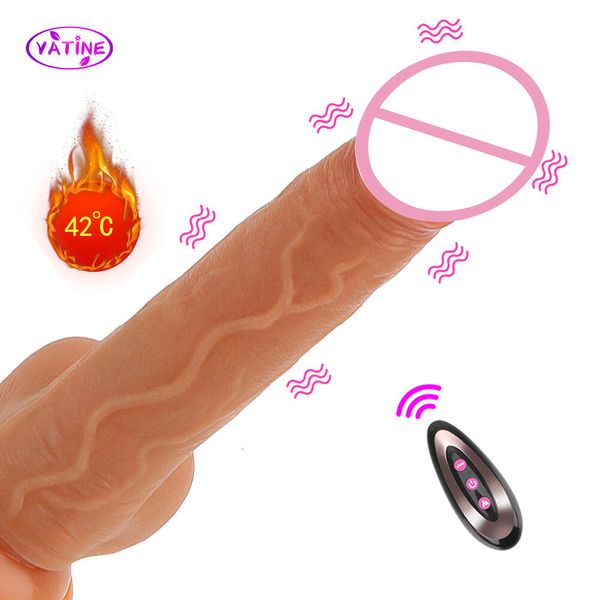 22cm estiramiento automático consoladores calentados para mujeres vibradores vaginales enchufe anal pene artificial masturbator juguetes sexy eróticos