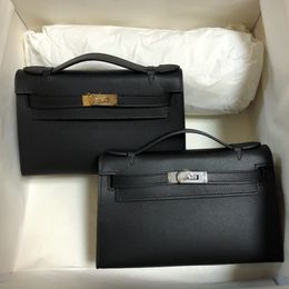22 cm Brand Purse Purse Sac de luxe Conception de sac à main sac à main epsom Couture à la main bleu marine noir, etc.