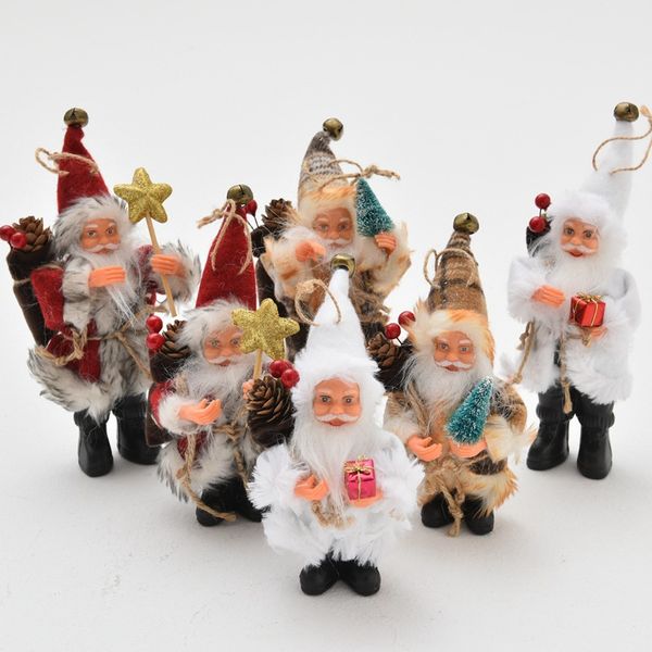 Décorations de noël de 22cm, tissu en peluche debout, figurine du père noël, petites décorations de poupées, pendentifs cadeaux de vacances de noël