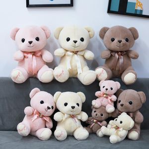 Ours en peluche avec ruban mignon de 22cm, jouets en peluche de haute qualité, poupée pour filles, cadeaux d'anniversaire, vente en gros