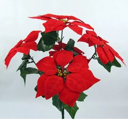 22 cm voor Kerstmis Poinsettia Decoratie Kunstmatige Zijden Bloemen Boeket Hoge Kwaliteit Home Bruiloft Decors levert Multi Color