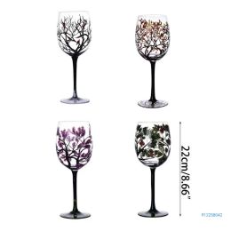 22 cm Four Seasons Tree Verres à vin de verre peint à la main Unique Verre de vin facile à utiliser Expédition Drop