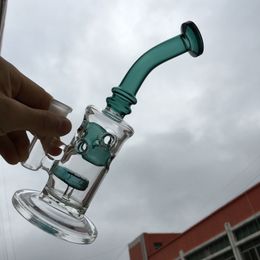 22 cm Glass Dab Rigs Bongs 14 mm Hembra Libre 5 mm Parte inferior XL Core Reactor Cuarzo Banger Con tapas de carbohidratos de vidrio Tubos de agua de pico de vidrio