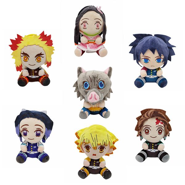 22cm Japonais Anime Demon Slayer Toys Lovely Tanjiro Kamado mignon Nezuko Kamado Hashibira Inosuke Cartoon en peluche en peluche 7 styles