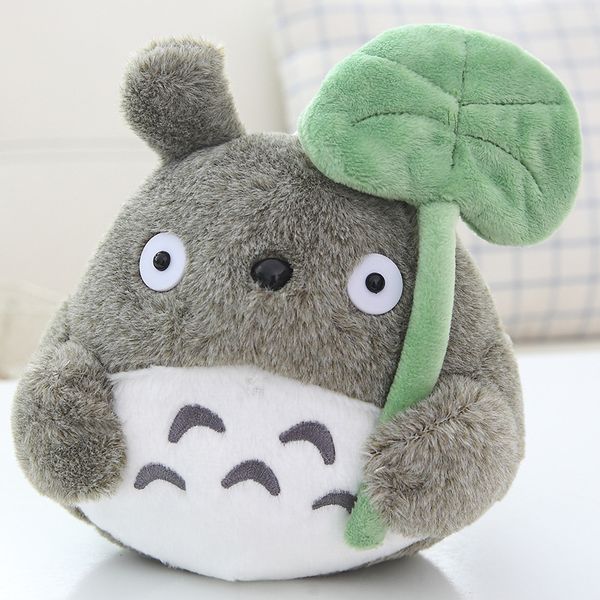 Peluche animaux en peluche Totoro, joli dessin animé, feuille de Lotus, 22CM, poupée, oreiller doux, décoration de la maison