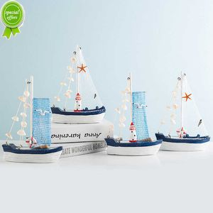 22 cm Marine Nautical Creative Sailboat Mode Room Decoratie Figurines Miniaturen Mediterrane stijl Schip Kleine boot ornamenten