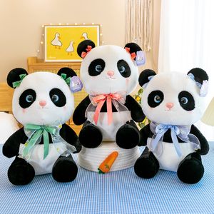 Muñeco de peluche Panda con nudo de nueva flor de 22cm, muñecos lindos de pequeño Panda