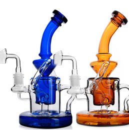 22 cm de altura Bongs de vidrio grandes Tubos de agua Reciclador Plataformas petroleras Cachimbas Tubo de vidrio de humo con 14 mm Banger