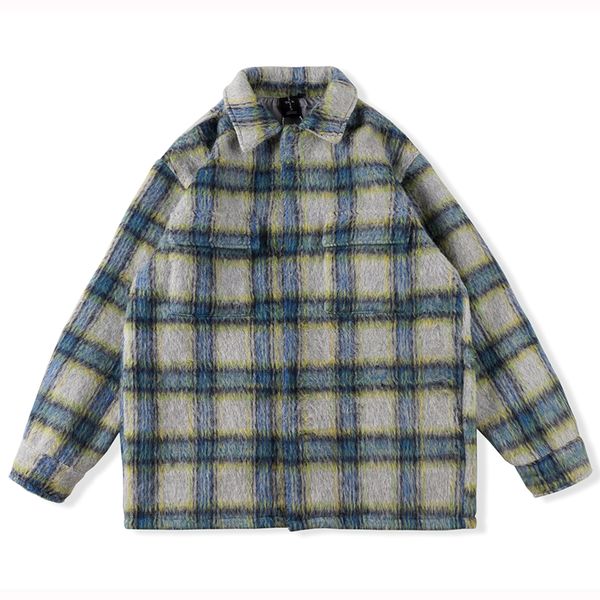 22FW Hommes Plaid Jacket Coat Bouton Down Shirts Manteaux Manteaux Mode Hommes Automne Hiver Hiver Chauffe Casual Outwear Tops