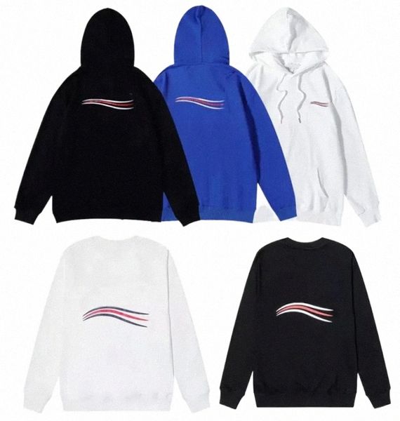 22fw Sea Wave Lettres Imprimé Hoodie pour Hommes Femmes Sweats Mode Pull Hoodies O-Neck Pull Casual Streetwear 2 Styles M-2XL o0BV #
