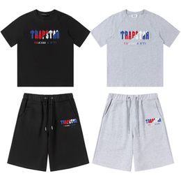 22FW Trapstar High Street Survêtements D'été T-shirt À Manches Courtes Tenue Survêtement Noir Coton Streetwear S-XL