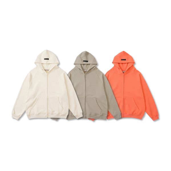 22FW USA Flocked Double Zipper Hoodie Oversize Automne Hiver Corail Hommes Femmes Planche À Roulettes Chaud Épais Polaire Streetwear Pull À Capuche Sweat Boutiques