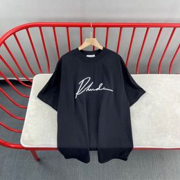22FW USA Tee T-shirt High Street Signature Signature Hommes Femmes Skateboard broderie Streetwear Coton Tshirt 256p