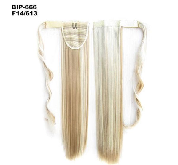 22 pulgadas 12 colores Piezas de cabello de cola de caballo sintética Fibra resistente al calor Clip de cinta recta en extensión de cabello