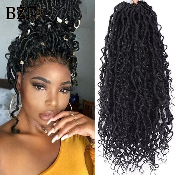 22Inch Goddess Faux Locs Crochet Hair Braids Curly Ends Dreadlocks Hair Synthetic Traiding Hair Pré-boucle pour les femmes 240409