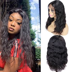 22 pouces Cheveux Cheveux Humains Perruques Vague Naturelle Perruques Remy Brésilien Moyen Dentelle Partie Perruque Perruque Cheveux Humain pour les Femmes Noires