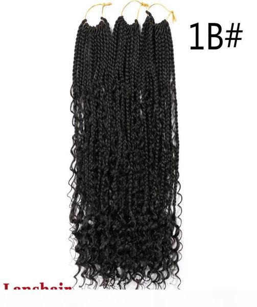 22 pouces rivière Crochet boîte tresses avec boucles Boho tresses 12 brins synthétique déesse boîte tresses 70g pc Crochet extensions de cheveux Curl4253162