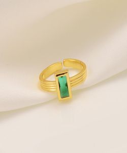 22K fijne massieve stenen 18ct THAI BAHT GF gouden ring 210 Ct Emerald Cut Peridot Solitaire verlovingssimulant diamant Halo Art Deco8078596
