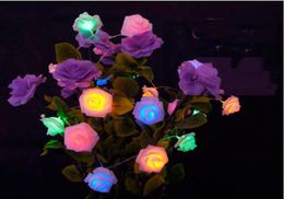 22m 20 LEDS ROSE FLOWER String pour Noël Mariage Batterie Lumières Fonctionnelles Décoration Bulbes chauds blanc bleu violet blanc 4958985