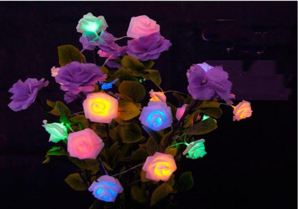22m 20 LEDS ROSE FLOWER String pour Noël Mariage Batterie Lumières Fonctionnelles Décoration Bulbes chauds blanc bleu violet blanc 4958985