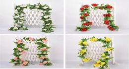 22m vigne de fleur artificielle fausse en soie rose ivy fleur pour décoration de mariage vignes artificielles suspendues Garland Home Decor DHL Q65939700