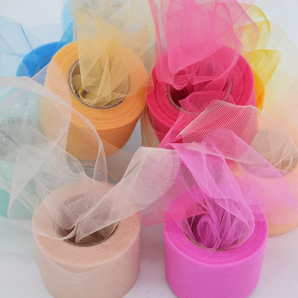 22M Colorido de cristal brillante Roll Tulle Organza Sheer Sheer Girls Diy Tutu Falda Regalo Decoración de la fiesta de bodas Baby Shower Suministro