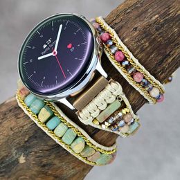 22 mm 20 mm Correa de reloj bohemio para Galaxy Watch 4 Strap 44 mm Pulsera de piedra preciosa para mujeres para Huawei Amazfit GTS 2 3 Pro GTR GT2PRO