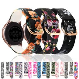 22 mm 20 mm afdrukken siliconenbanden voor Samsung Galaxy Watch 3 Active2 Huawei GT GT2 vervangingsriem voor Amazfit GTR 47mm