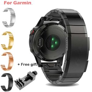 Bracelet de montre en acier inoxydable 22mm 20mm pour Garmin Fenix 6 6x Pro 5 5x Plus 3hr 26mm bracelet de montre en métal Fenix6 Fenix5 bracelet H0915
