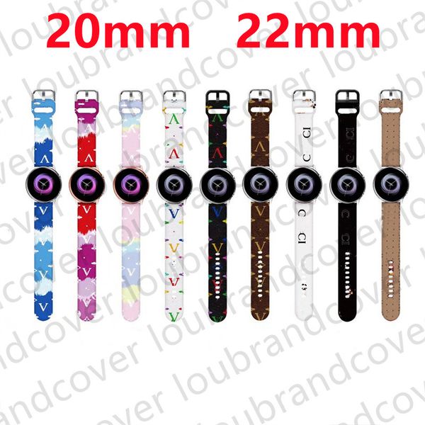 Correa de reloj de 22 mm y 20 mm para samsung galaxy watch 5 4 bandas classic/Active 2/3/gear s3 frontier Smartwatch Pulsera de silicona con impresión en color Correa inteligente de repuesto