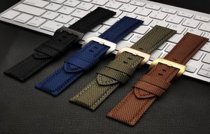 22 mm 24 mm 26 mm Zwartblauw bruin groen canvas Nylon Fabric Leather Watch Band Bracelet Buckle Clasp voor Panerai Strap Tools 8967470