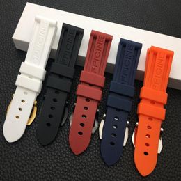 22mm 24mm 26mm Zwart Blauw Rood Oranje wit horlogeband Siliconen Rubber Horlogeband vervanging Voor Panerai Strap gereedschap stalen gesp 2281x