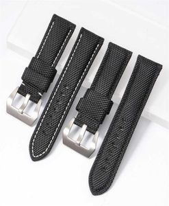 22 mm de 24 mm 26 mm de tela de nylon de alta calidad Blue Black Canvas Bands for Pamerai Watch Strap Band Men039s Muñeco de muñeca Bracelet2610956