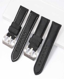 22 mm de 24 mm 26 mm de tela de nylon de alta calidad Blue Black Canvas Bands para Pamerai Watch Strap Band Men039s Muñeco de muñeca Bracelet5176174