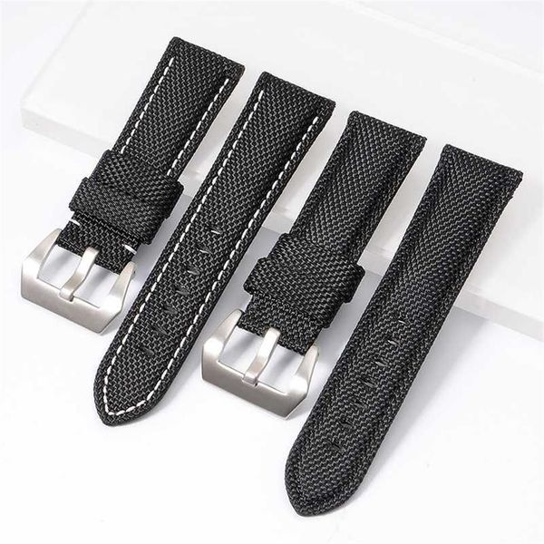 22 mm de 24 mm 26 mm de tela de nylon de alta calidad Blue Black Canvas Bands para Pamerai Watch Strap Band Band Madrena para hombres Bracelet2663