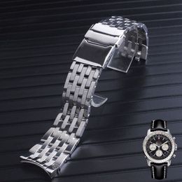 22mm 24mm Cruved end hoge kwaliteit massief roestvrij stalen horlogeband voor Breitling Watch174c