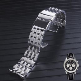 22 mm 24 mm Cruved eind hoogwaardige massief roestvrijstalen horloge armband voor Breitling Watch342E 2458