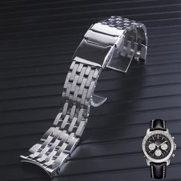 22mm 24mm Cruved end hoge kwaliteit massief roestvrij stalen horlogeband voor Breitling Watch342e279T