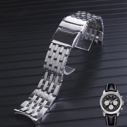 22 mm 24 mm Cruved end hoogwaardige massief roestvrijstalen horlogeband voor Breitling Watch222r